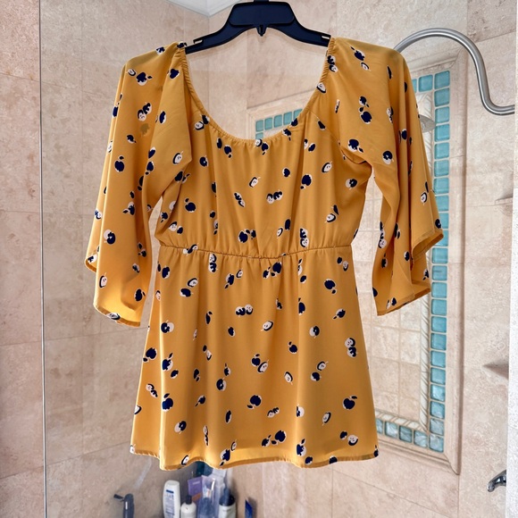 Judith March Mustard Floral Blouse - Picture 1 of 4